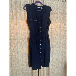 Navy, sleeveless shirtdress